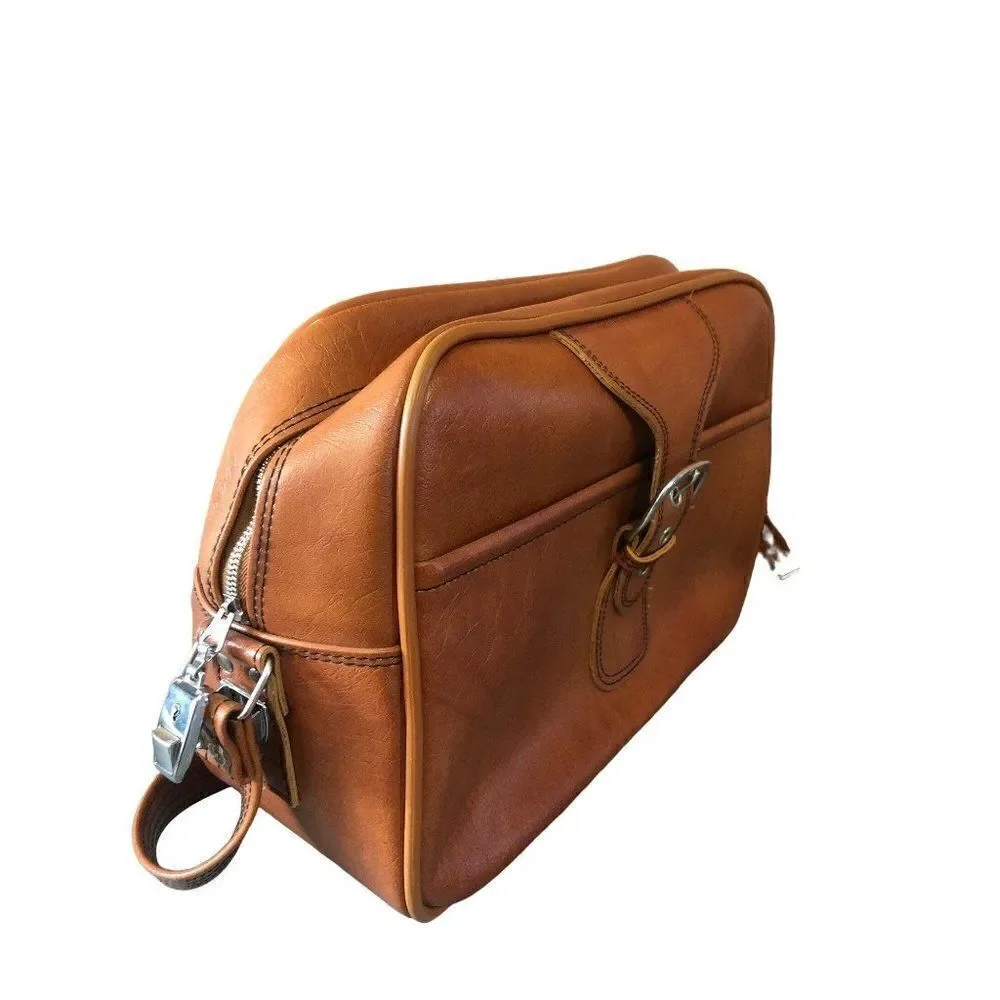 Vintage Vinyl Shoulder Bag Carry On Brown